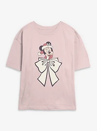 Disney Minnie Mouse Mrs Claus Bow Womens Skimmer T-Shirt