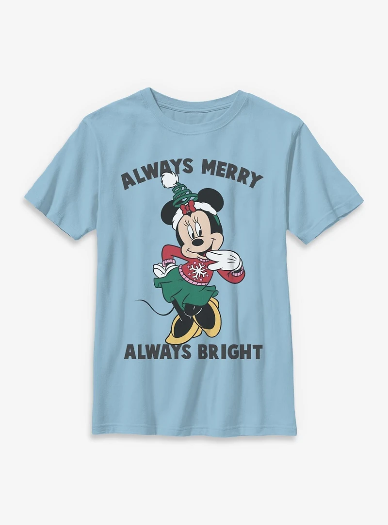 Disney Minnie Mouse Always Merry Bright  Youth T-Shirt