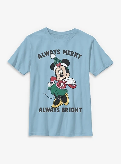 Disney Minnie Mouse Always Merry Bright  Youth T-Shirt