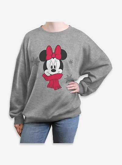Disney Minnie Mouse Cozy Christmas Womens Oversized Sweatshirt