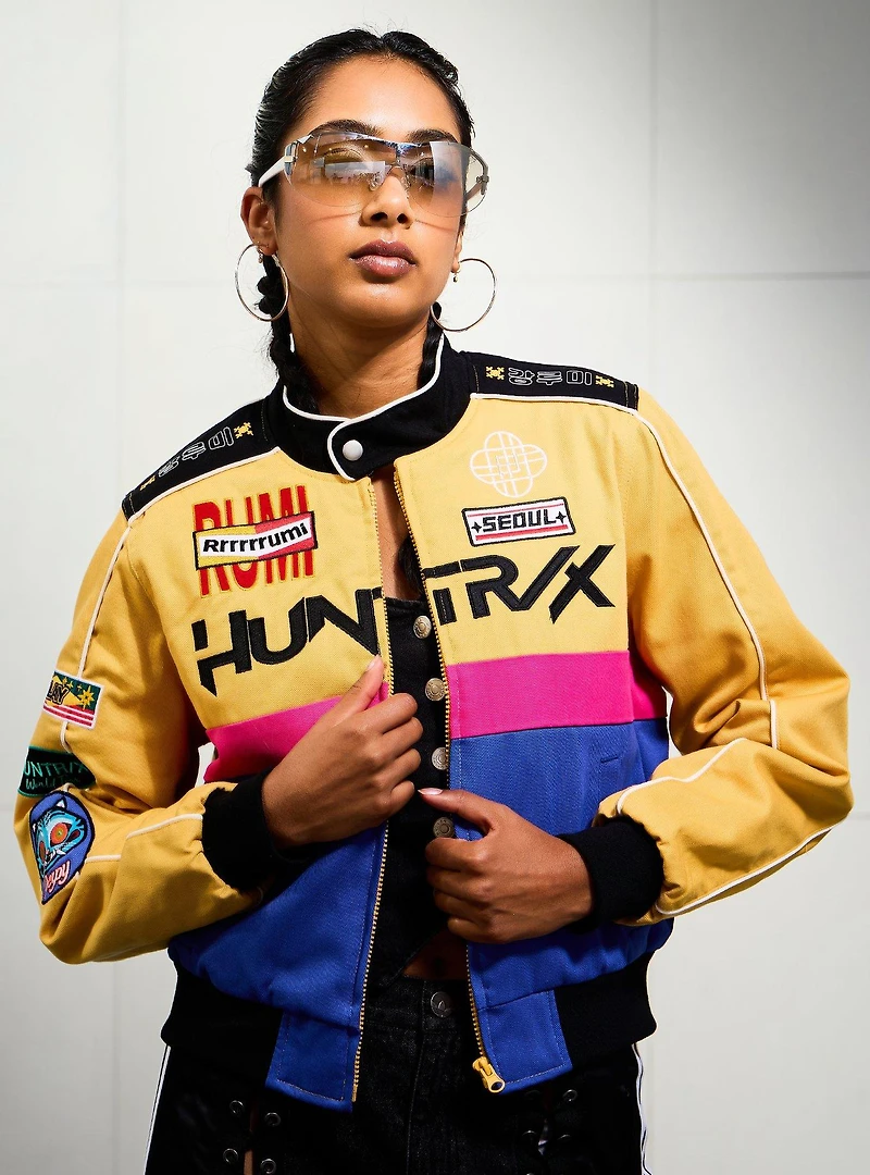 KPop Demon Hunters Rumi Women's Cropped Racing Jacket - BoxLunch Exclusive