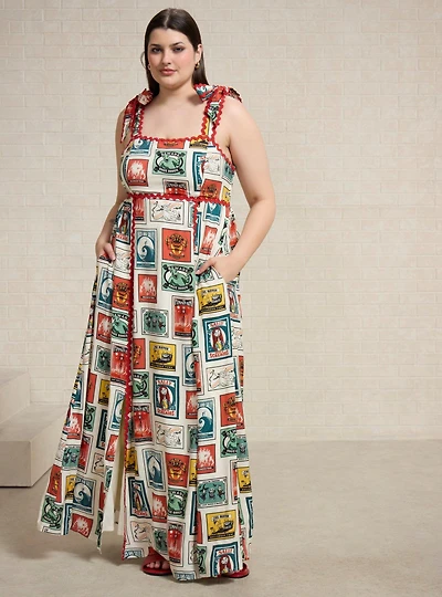 Disney The Nightmare Before Christmas Character Postcards Allover Print Plus Maxi Dress - BoxLunch Exclusive