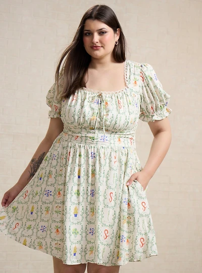 Harry Potter Herbology Plants Allover Print Plus Dress - BoxLunch Exclusive