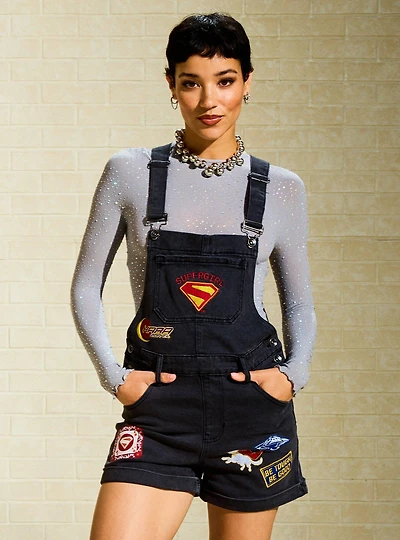 DC Comics Supergirl Patches Women's Short Overalls - BoxLunch Exclusive