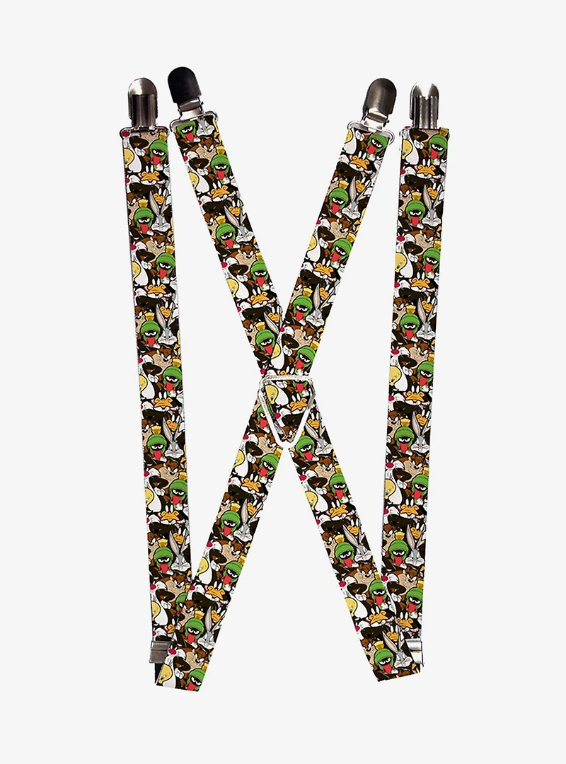 Looney Tunes Character Stacked Collage Suspenders