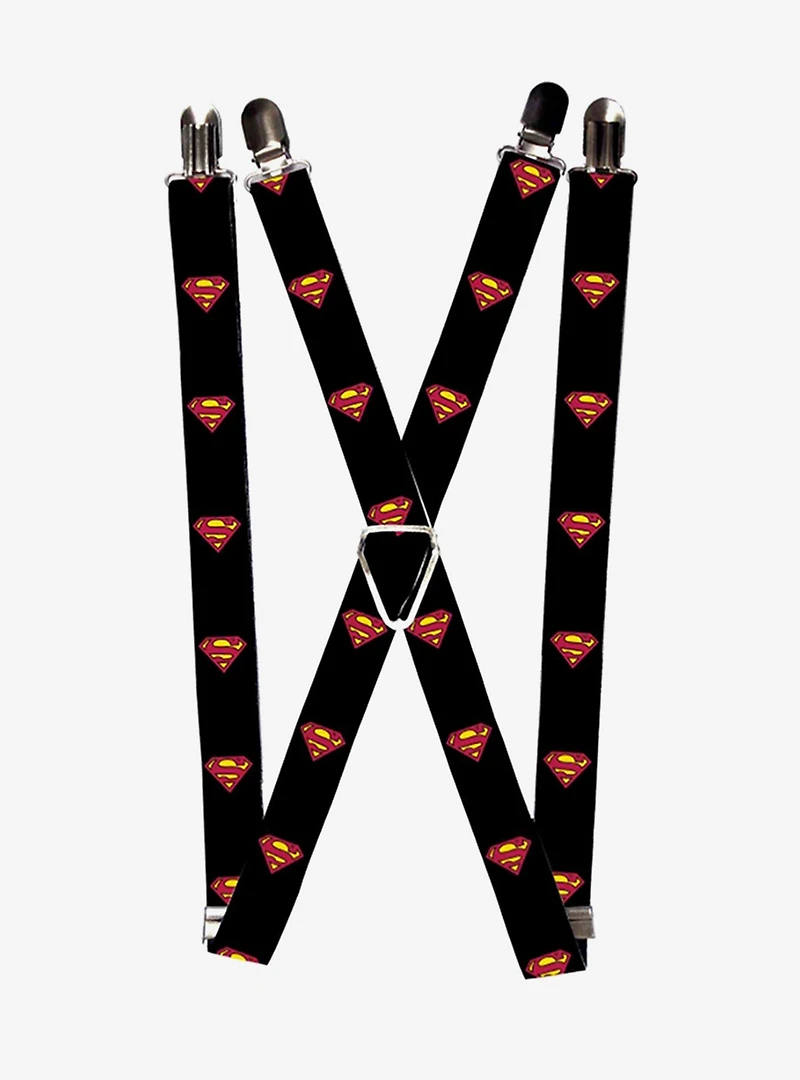 DC Comics Superman Shield Black Suspenders