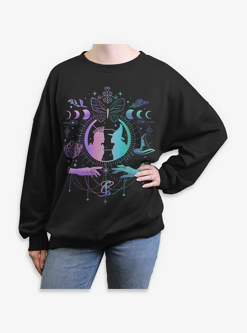 Wicked: For Good Glinda & Elphaba Moon Stars Womens Oversized Sweatshirt BoxLunch Exclusive