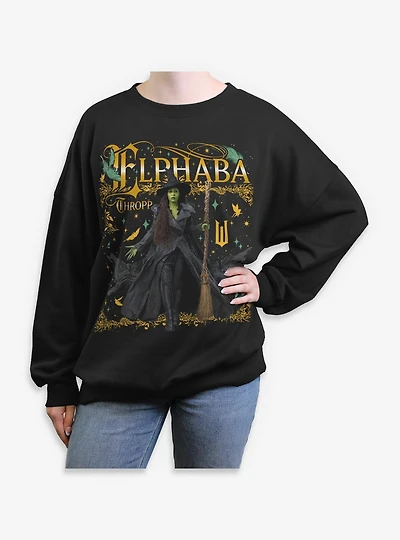 Wicked: For Good Elphaba Thropp Ornate Portrait Womens Oversized Sweatshirt BoxLunch Exclusive