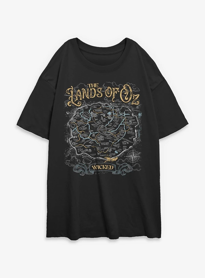 Wicked: For Good The Lands Of Oz Map Womens Oversized T-Shirt BoxLunch Exclusive