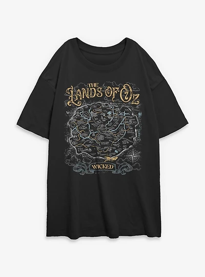 Wicked: For Good The Lands Of Oz Map Womens Oversized T-Shirt BoxLunch Exclusive
