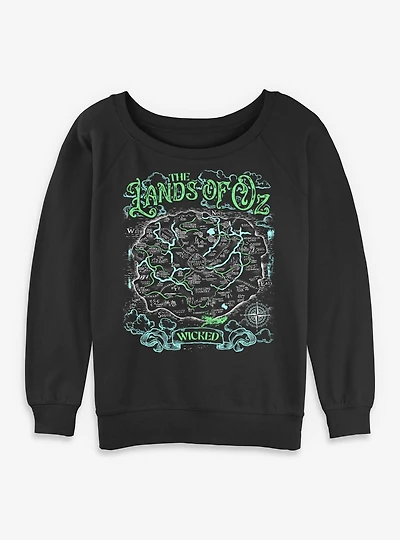 Wicked: For Good The Lands Of Oz Map Womens Slouchy Sweatshirt BoxLunch Exclusive
