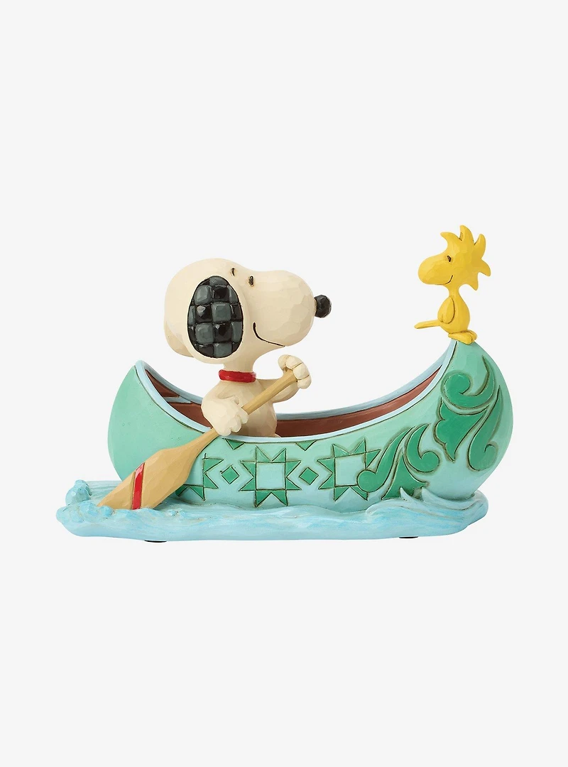 Jim Shore Peanuts Snoopy and Woodstock in Canoe Figurine