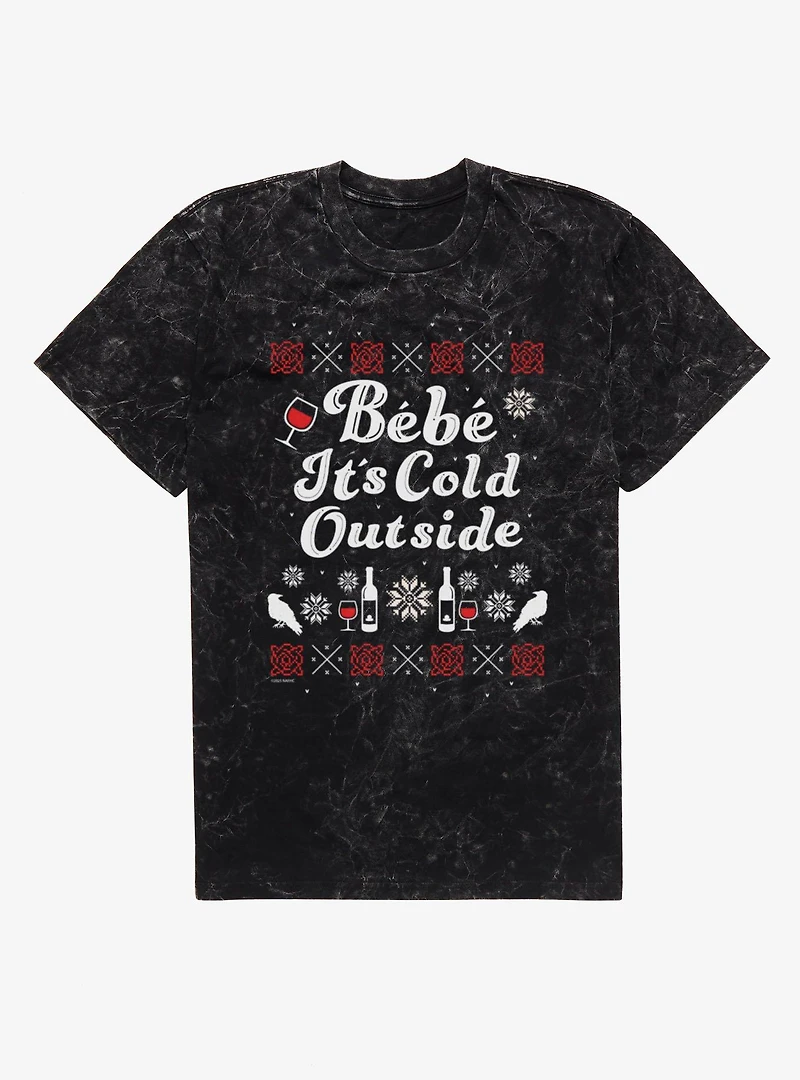 Schitts Creek Bebe It's Cold Outside Festive Mineral Wash T-Shirt