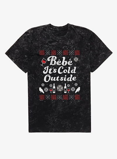 Schitts Creek Bebe It's Cold Outside Festive Mineral Wash T-Shirt