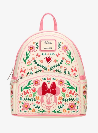 Loungefly Disney Minnie Mouse Floral Embroidered Mini Backpack - BoxLunch Exclusive