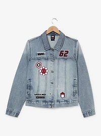 Marvel Spider-Man Embroidered Patches Women's Plus Cropped Denim Jacket - BoxLunch Exclusive