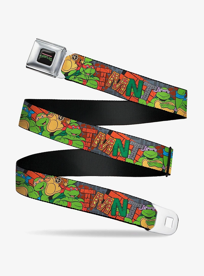 Teenage Mutant Ninja Turtles Icons Logo and Group Pose Seatbelt Buckle Belt