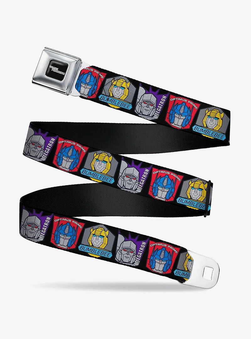 Transformers Character Trio Face and Name Icons Multi Seatbelt Buckle Belt
