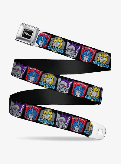 Transformers Character Trio Face and Name Icons Multi Seatbelt Buckle Belt