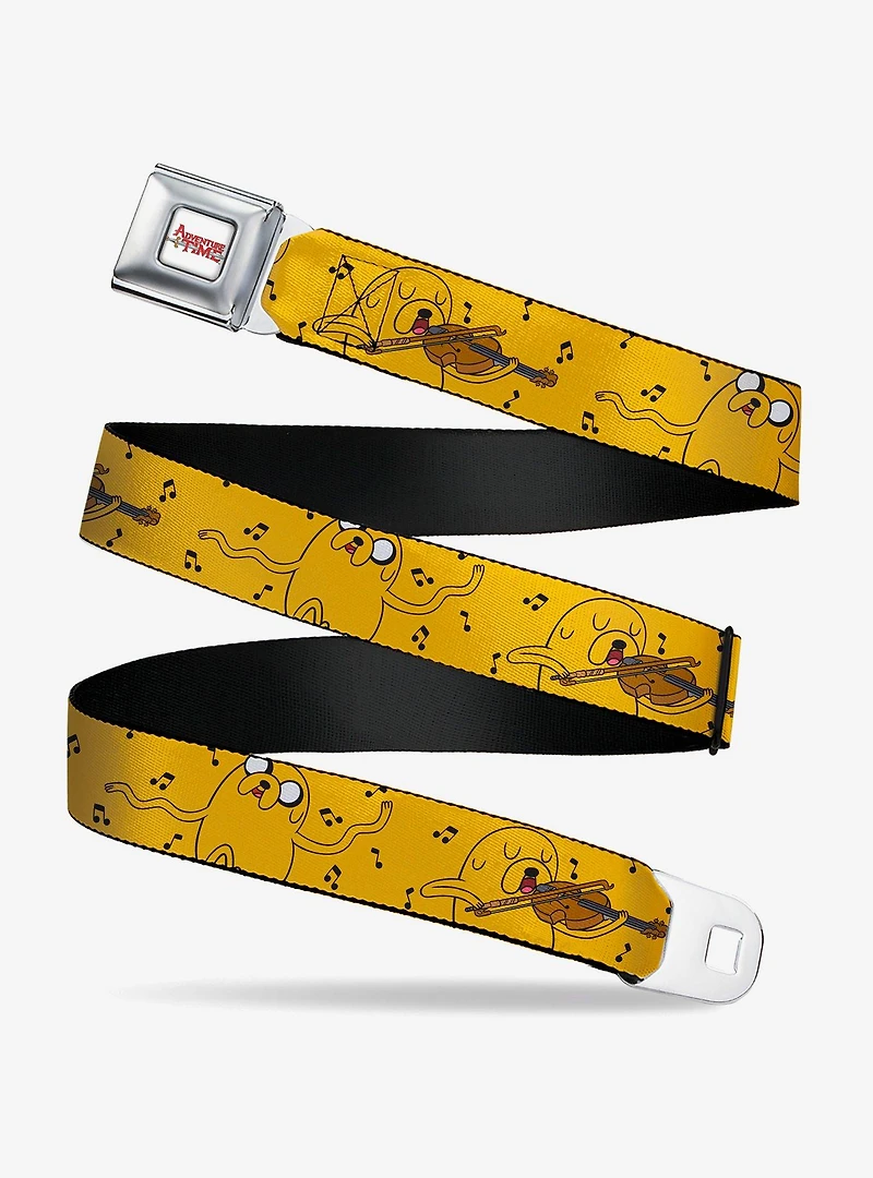 Adventure Time Jake Dancing and Violin Poses Seatbelt Buckle Belt
