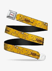Adventure Time Jake Dancing and Violin Poses Seatbelt Buckle Belt