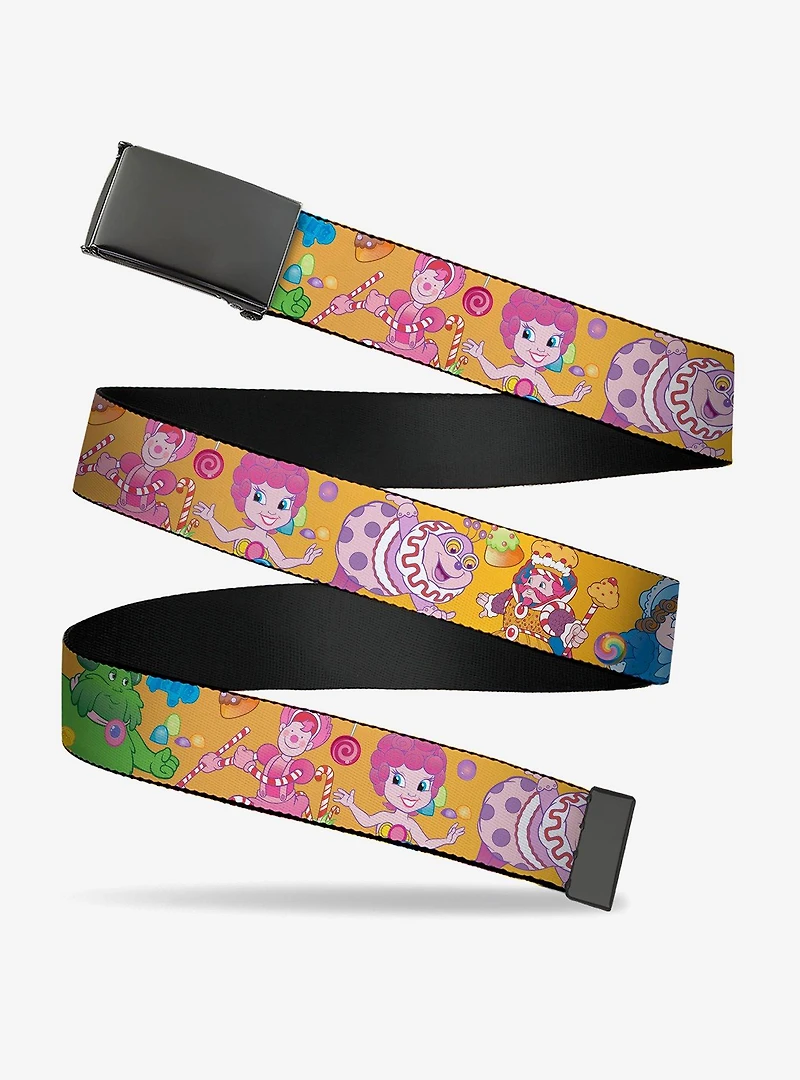 Candy Land Characters and Collage Clamp Buckle Belt
