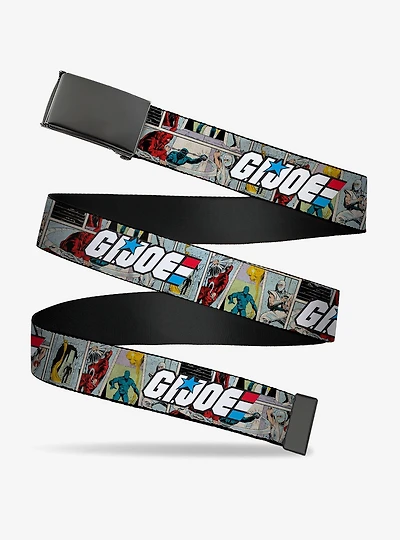 GI Joe Title Logo and Comic Scene Blocks Clamp Buckle Belt