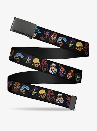 Masters of The Universe Heroes and Villains Faces Black Clamp Buckle Belt