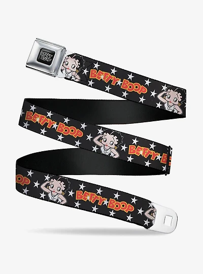 Betty Boop Salute Pose and Text Stars Seatbelt Buckle Belt