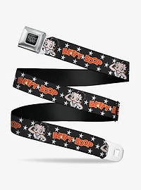 Betty Boop Salute Pose and Text Stars Seatbelt Buckle Belt