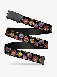 Rick and Morty Vaporwave Expressions Scattered Multi Clamp Buckle Belt