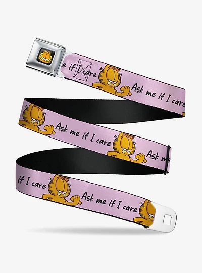 Garfield Ask Me If I Care Pose Pink Seatbelt Buckle Belt