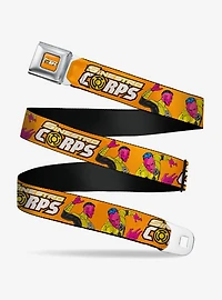 DC Comics Green Lantern Villain Sinestro Poses and Logo Seatbelt Buckle Belt