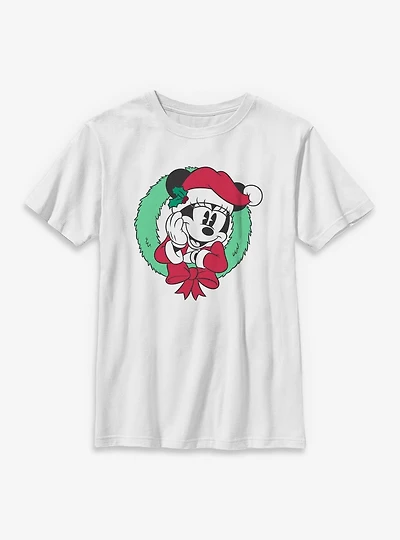 Disney Minnie Mouse Wreath Face Youth T-Shirt