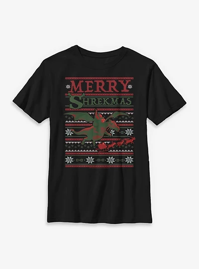 Shrek Merry Shrekmas Dragon Ugly Christmas Sweater Style Youth T-Shirt