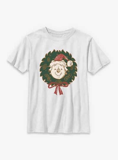 Disney Winnie The Pooh Wreath Christmas Youth T-Shirt