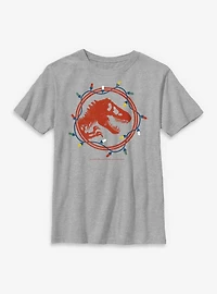 Jurassic Park Dino Skeleton Christmas Lights Youth T-Shirt