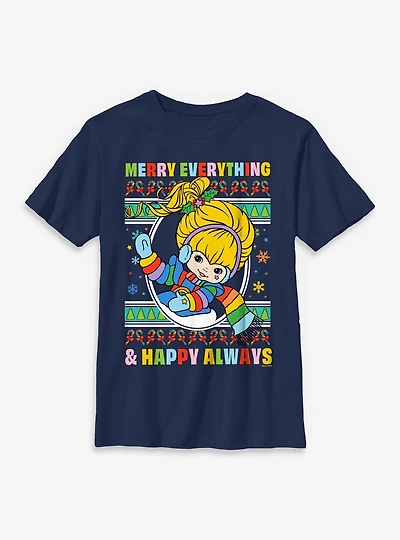 Rainbow Brite Merry Everything Ugly Christmas Sweater Style Youth T-Shirt