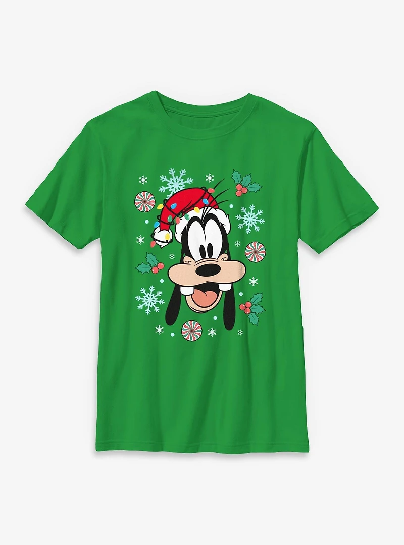 Disney Goofy Xmas Hat & Lights  Youth T-Shirt