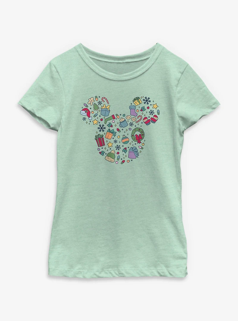 Disney Mickey Mouse Holiday Ears Icons Youth Girls T-Shirt