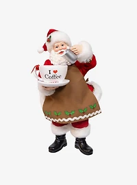 10.5-Inch Fabriche Santa with Oversized I Love Coffee Cup and Creamer