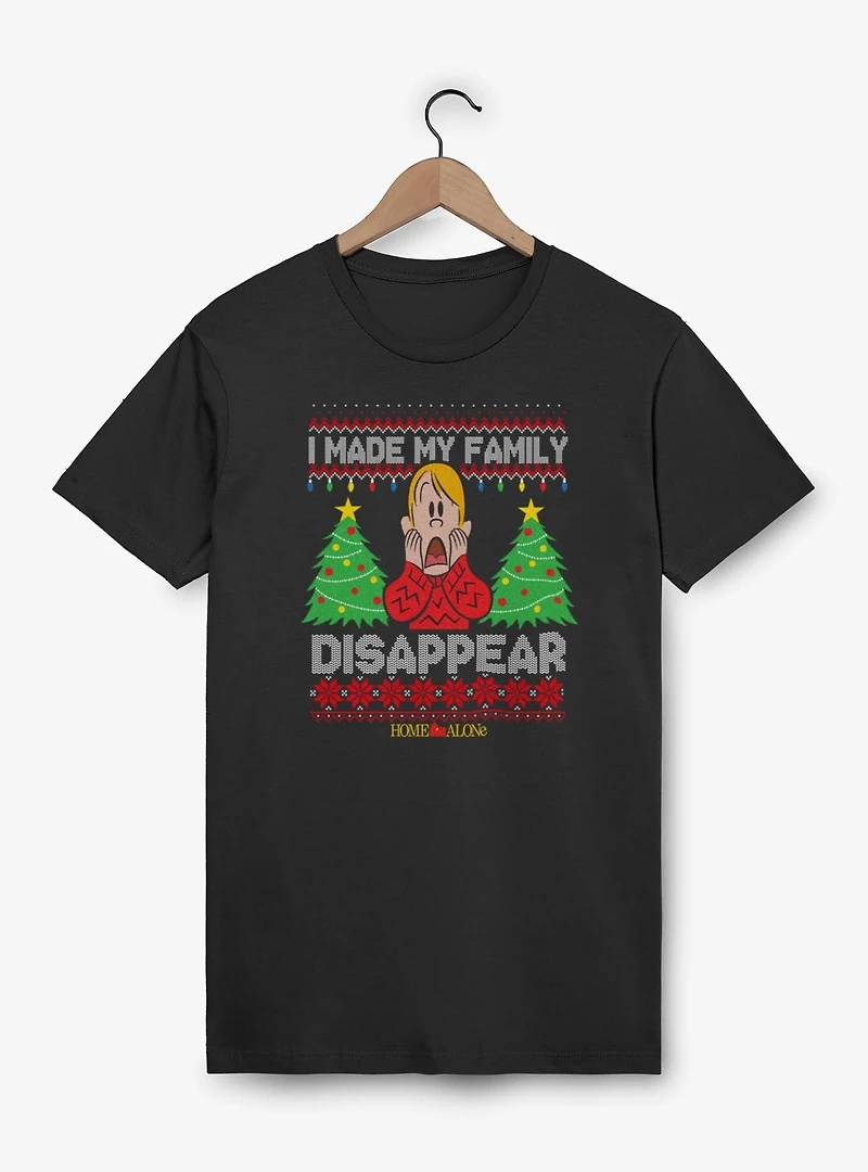 Home Alone I Made My Family Disappear Ugly Christmas Sweater Style T-Shirt