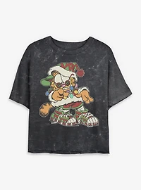 Garfield Funky Holiday Mineral Wash Womens Crop T-Shirt