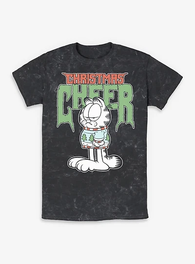 Garfield Chrsitmas Cheer Metal Holiday Mineral Wash T-Shirt