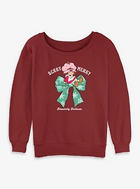 Strawberry Shortcake Berry Merry Bow Womens Slouchy Sweatshirt