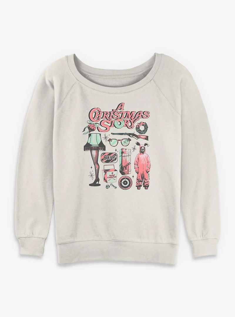 A Christmas Story Festive Icons Womens Slouchy Sweatshirt