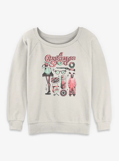 A Christmas Story Festive Icons Womens Slouchy Sweatshirt