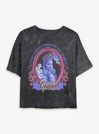 Wicked Glinda Be Kind Mineral Wash Womens Crop T-Shirt Box Lunch Exclusive