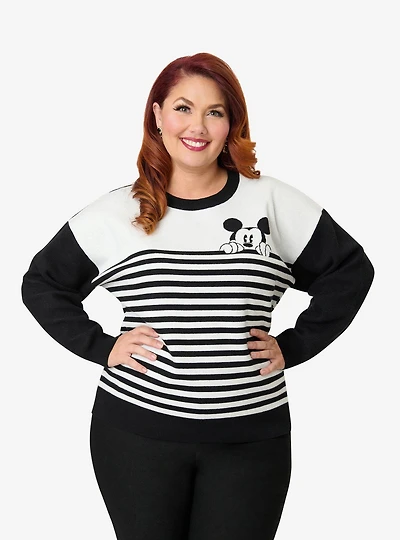Disney Mickey & Friends Collection by Unique Vintage Plus Black White Stripe Sweater