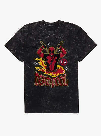 Marvel Deadpool 3 Fire Mineral Wash T-Shirt Box Lunch Exclusive